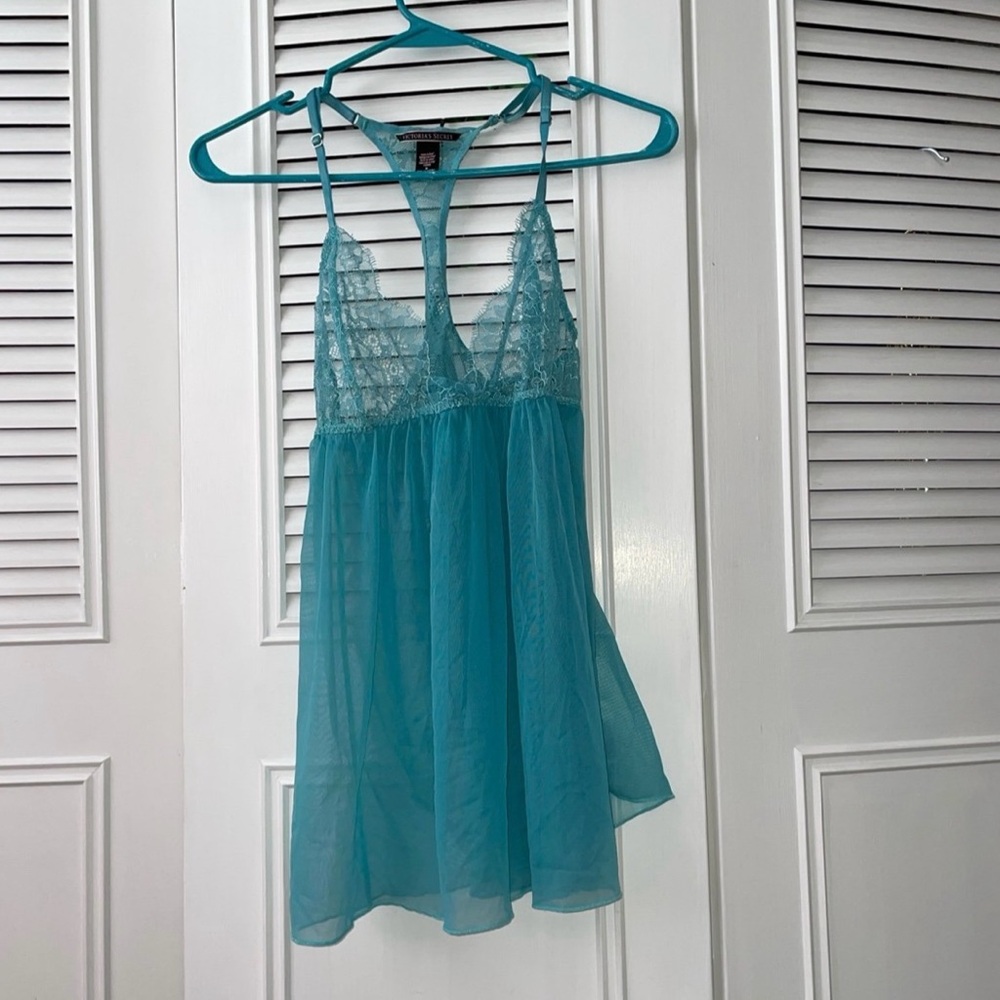 Vintage Victoria’s Secret peekaboo lace babydoll Chemise Negligee Nightgown M - Picture 3 of 11